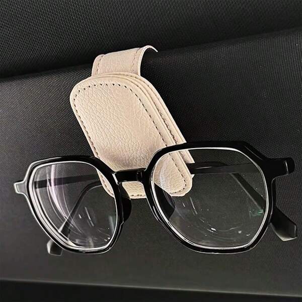 1pc Sun Glasses Holders Car Sun Visor Magnetic Leather Glasses Eyeglass Hanger Clip Summer Necessity For Women Storage Organizer Gift Travel