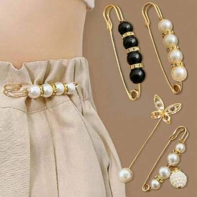 6pcs/Set Aluminum Alloy Buckle, Waist Cincher & Brooch Set, Modern Crystal Butterfly Decor Waist Accessories Suitable For Women & Girls To Cinch Waist & Decorate (4/6/2pcs)