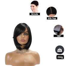 Short Long Bob Wig 40cm - Modern Cut, High Quality Fiber | Yan Hair - 黑色 - 查看 3