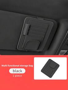 1pc Car Sun Visor Storage Bag, Sun Visor Bracket, Multi-Pocket Car Sun Visor Organizer Bag, Car Truck SUV Storage Bag, Multifunctional Car Interior Accessories Storage Bag, Sun Visor Storage Bag, Can Hold Fashion Glasses, Documents, Cards, Pens, Driver's License, Etc. - Black - View 8