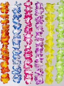 10pcs/Set Hawaiian Flower Leis Necklace, Tropical Floral Theme Party Headpiece Favors, Suitable For Wedding, Holiday, Beach, Birthday And Other Occasions (Random Colors) - Multicolor - View 7