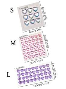 3pcs/Set Rhinestone Stickers, Cartoon 3D Heart Stickers, Crystal Gem Stickers, Decorative Stickers. Suitable For DIY, Scrapbooking, Various Sizes For Decorating Different Items., School Supplies,Back To School