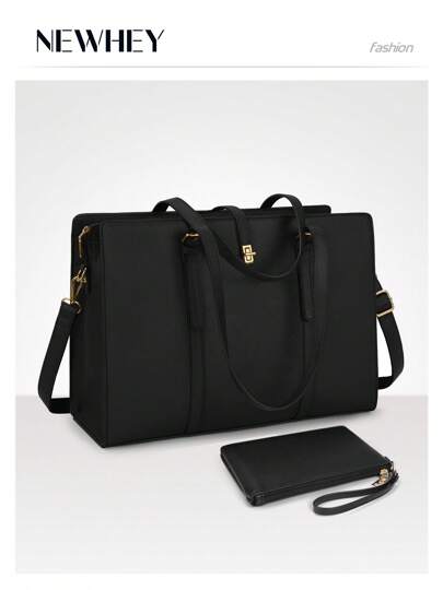 NEWHEY 15.6 Inch Women's Genuine Leather Laptop Bag, Waterproof Ladies' Shoulder Bag For Work, Laptop Briefcase