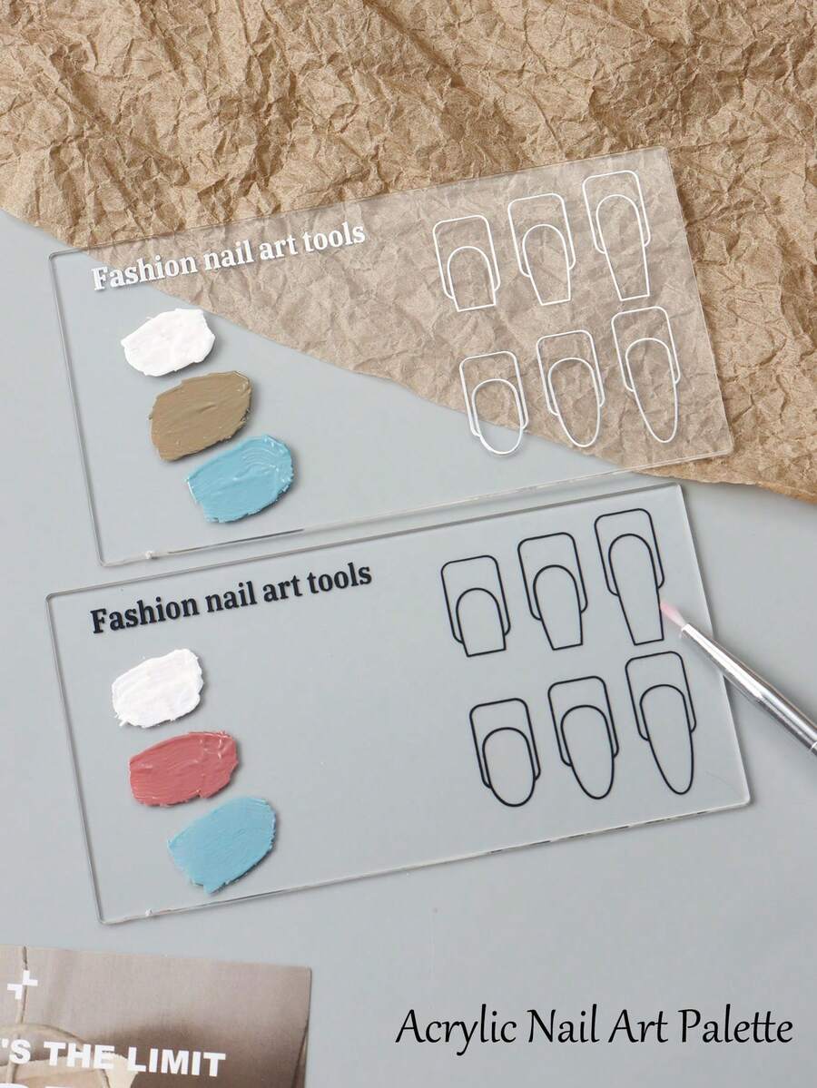 FULL BEAUTY 2 件黑白亚克力美甲调色板指甲油调色板配件混合工具混合盘支架展示化妆调色板美甲工具美甲、美甲用品、美甲工具、美甲工具、返校、指甲、按压指甲的美甲工具