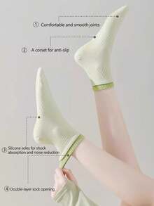 1/5/7 Pairs Women Non-Slip Yoga Socks, Shock Absorbing Sports Socks For Pilates Ankle Socks, Colorblock Floor Socks For Fitness, Spring/Summer/Autumn/Winter - Multicolor - View 4