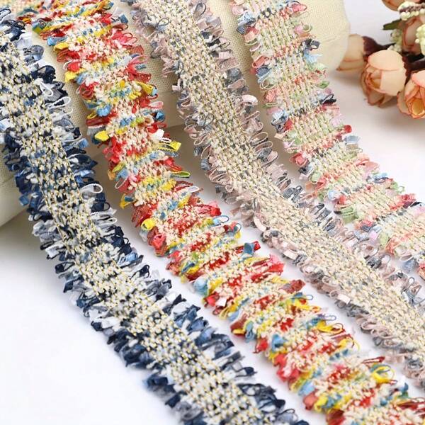 2 Yards Colorful Fringe Sewing Braid Lace Ribbon Delicate Mettalic Thread Braid Lace Trim For DIY Bowknot Sewing Hair Accessories