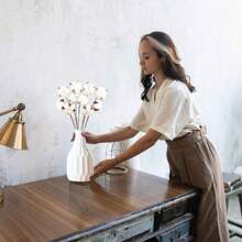 Confezione da 10 fiori di cotone naturali secchi fiori secchi stelo cotone fiore naturale rami finti cotone piante finte decorazione per balcone tavolo di casa composizione floreale