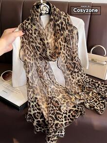 1pc Vintage High-End Printed Golden Selvage Sheer Scarf, Women's Spring Autumn Thin Headscarf, Fashion Versatile Neck Wrap Shawl, Sun Protection - Multicolor - View 11