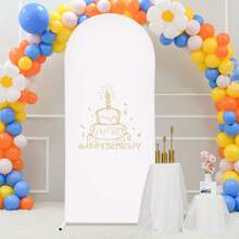 1 pezzo Di Arco in metallo per decorazione di sfondo, colori bianco/beige/nero, adatto per uso interno/esterno, con telaio in metallo e copertura in tessuto, adatto per matrimoni, anniversari, compleanni, feste, decorazioni per eventi fai da te, facile da installare, senza bisogno di elettricità