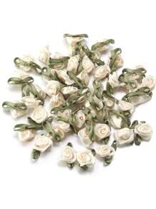 20/50/100 Stücke Mini handgemachte Rose Blume Satinband Rosetten Stoff Applikationen für Hochzeitsdekoration, Basteln, Nähzubehör