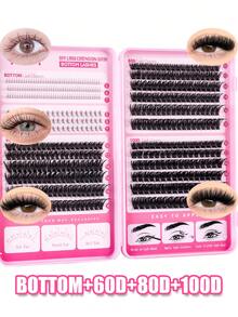 504pcs Eyelash Clusters, Lower Lashes +60D+80D+100D, DIY Eyelash Extension Faux Mink Lashes - Premium D-Curl Fluffy Natural Lash Clusters, Suitable For DIY Eyelash Extension - Reusable, Lightweight And Easy To Apply - D - 查看 2