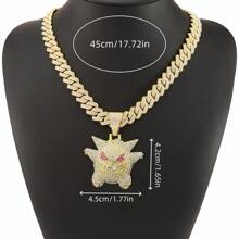 pokemon 1 pieza Collar con colgante de Squirtle de en 3D con incrustaciones de strass, de estilo hip-hop personalizado, brillante, adecuado para uso diario, fiestas y como regalo.