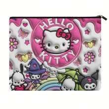 Sanrio 1pc For Hello Kitty Large Cosmetic Bag - Vibrant Pink With Playful Design, Polyester, Perfect For Skincare, Makeup & Travel Essentials - Ideal Christmas, Valentine's Day & Birthday Gift, Makeup Storage | Playful Pattern Bag | Bag, Cosmetic Travel Bagvacation Summer Holiday Back To School School Stuff Bag For School Travel Bag For Women Makeup Bag For Travel