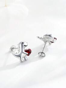 1 Paar süße S925 Sterling Silber Dinosaurier Ohrstecker, geeignet für täglichen Gebrauch von Frauen, Geschenk für Schwestern, beste Freunde, Geburtstag, Jahrestag