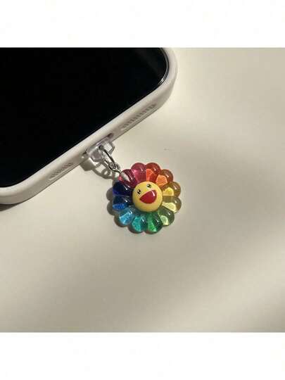 1pc Cute Sunflower Smiling Face Phone Dust Plug