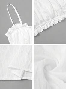 Look Polly 女士度假旅行沙滩两件套，纯色无肩带吊带上衣和长裙，女装，返校季，全白秋季套装，适合教堂、度假、音乐会、休闲居家穿着，优雅女士套装，沙滩套装，时尚服装系列 - 白色 - 查看 12