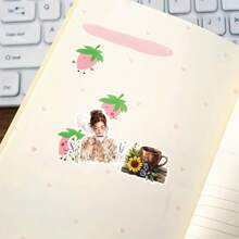 17/18 pezzi di adesivi colorati ad acquerello e pastello con cuori, ragazze floreali di primavera e motivi caffè, adesivi vintage con lettere scritte a mano per fai-da-te, scrapbooking, planner, taccuino, computer, articoli di cartoleria vintage, forniture scolastiche, ritorno a scuola