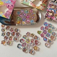 15pcs Y2k Crystal Marbles Stickers 3d Laser Sparkling Heart-Shaped Animal Mobile Phone Case Stickers School Supplies, Back To School