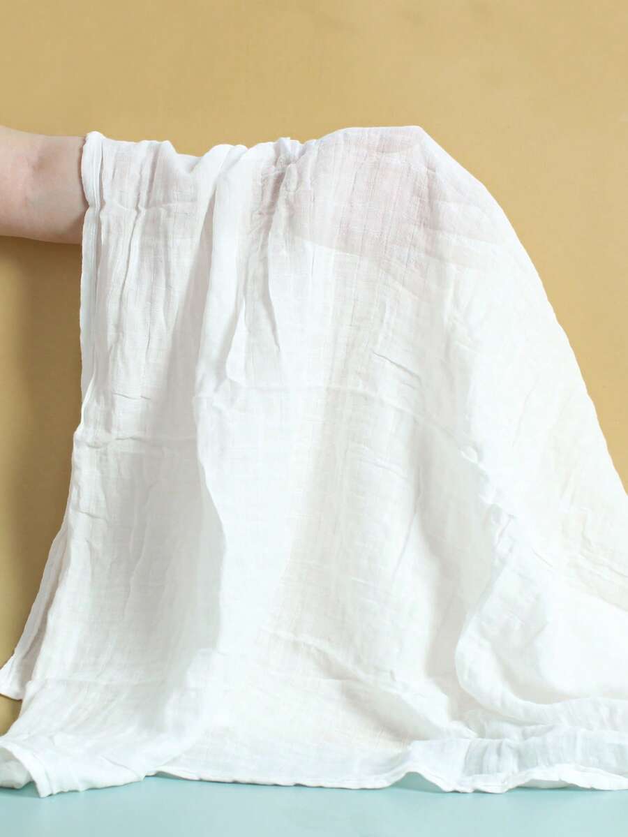 1 pieza Manta de gasa unisex para bebé, manta de envolver, fresca y suave, manta de verano para niños, manta para cochecito de paseo, manta de envolver para recién nacidos, tela de envoltura - Blanco - Ver 1