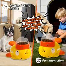 1pc Pet Feeder, Interactive Pet Toy, Battery Free, Cute Duck Shaped With Transparent Window Snack Dispenser, Manual Pet Feeder Toy, Dog Treat Puzzle Dispenser