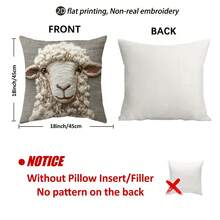 1pc Cozy Sheep Design 45x45 Cm Super Soft Short Plush Throw Pillow Cover - Vintage Style, Zippered, Hand Washable - Ideal For Sofa & Bedroom Decor (Pillow Insert Not Included), Throw Pillows For Couch - Multicolor - View 3