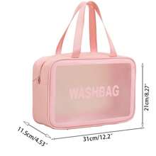Bolsa de maquiagem impermeável fosca de poliuretano, bolsa transparente para artigos de higiene pessoal de grande capacidade, organizador portátil para viagem e praia