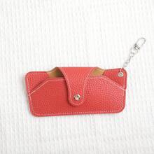 1pc Women's Portable PU Leather Ultra-Thin Eyeglasses Case, Fashion Travel Glasses Pouch With Metal Hook - Multicolor - View 9