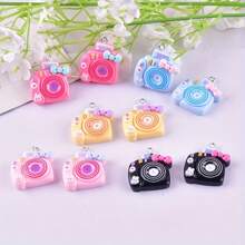 5/10pcs Cute Cartoon Bow-Knot Camera & Tree Resin Charms, Jewelry DIY Earring Necklace Accessory, Suitable For Earrings, Necklaces, Bracelets Decoration