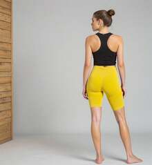 Women Sports Shorts - 黃色 - 查看 3