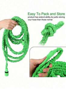 1 Piece / 7.6 Meters - 1 Hose + 1 Nozzle / 15.2 Meters - 1 Hose + 1 Nozzle / 30.5 Meters - 1 Hose + 1 Nozzle, Green Garden Hose Gun, Flexible High Pressure Sprayer For Car Washing, Suitable For Garden, Retractable Multifunctional Water Gun