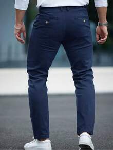Men's Plain Premium Twill Pants High Durability Navy Blue - Màu xanh hải quân - Xem 2