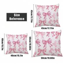 MEMNUN 4pcs Romantic Pink Bow Print Polyester Decorative Pillow Covers [Single-Sided Printing] 17.7*17.7in(45*45cm)/19.69*19.69in(50*50cm)/15.75*15.75in(40*40cm) Home Bed Headrest Sofa Cushion Pillow Covers [Pillow Insert Not Included], Suitable For Daily Use, Home Decor, Living Room, Bedroom, Car Decoration - Multicolor - View 4