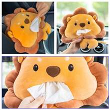 1 pieza Caja de pañuelos montada en el coche con diseño de animal creativo, caja de papel colgante con diseño de dibujos animados en el coche, caja multifuncional para el apoyabrazos, caja de papel para visera de sol en el coche - Unitalla - Ver 3