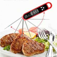 Folding Probe Digital Food Thermometer, Kitchen Smart Electronic Temperature Gauge For Cooking, Meat, BBQ, 304 Stainless Steel, Temp Range -50~300°C, Accuracy ±0.8°C, Response Time 2-3s, Uses CR2032 Battery