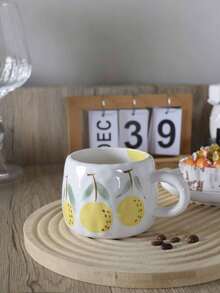 1pc Japanese Countryside Style Hand-Painted Orange Ceramic Coffee Mug, Suitable For Home, Office, Gift-Giving Back To School