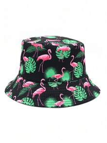 Fashionable Summer Flamingo Pattern Printed Reversible Bucket Hat, Unisex Outdoor Casual Sun Protection Bucket Hat Suitable For Vacation - A - View 16