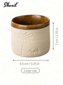 shoxil 1 cốc cà phê bằng gốm sứ Desert Camel & Palm Tree, 120ml/250ml/310ml - Có thể tái sử dụng, chỉ rửa bằng tay, lý tưởng cho các buổi họp mặt gia đình & những dịp đặc biệt, quà tặng theo chủ đề sa mạc, cốc cà phê sa mạc | Đồ trang trí theo chủ đề sa mạc | Cốc gốm sứ bền, cốc cà phê - Tách cà phê - Xem 14