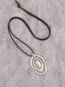 1 Stück modischer, eleganter ovaler, wassertropfenförmiger, übertriebener Metallkette, unisex multi-schleifiges asymmetrisches geometrisches Design, personalisierte Kette mit schwarzem Wachsseil und langer Kette, Geschenk für Freundin, Mutter oder Geliebte