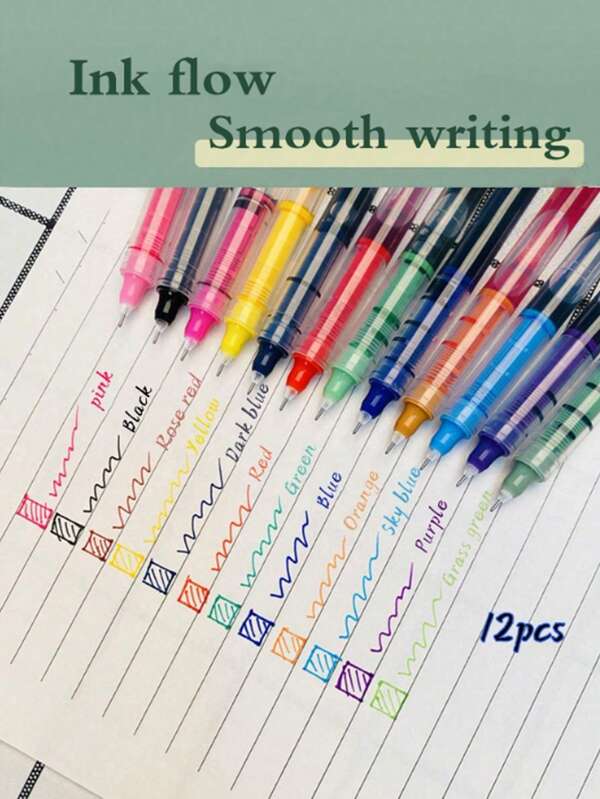 Liquid-Type Ballpoint Pens, Quick-Drying, Jumbo Refill Size, For School, Office, Exams, Stationery, Colorful