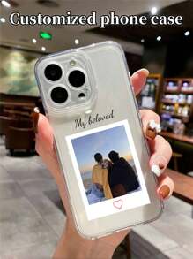 1 pièce Coque de téléphone personnalisée avec photo et impression de nom, housse de protection transparente anti-chute compatible avec Samsung A13/A21s, 16e, 16 Pro Max, 16 Pro, XR, 11, 14. Mode, coloré, mignon, personnalisé, cadeau unique personnalisé pour petit ami, petite amie, famille, amis compatible avec