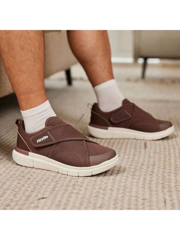 FitVille FitVille Herren Extra Weit Gesundheitsschuhe mit Klettverschluss Hausschuhe Walking Schuhe Gr.40-50