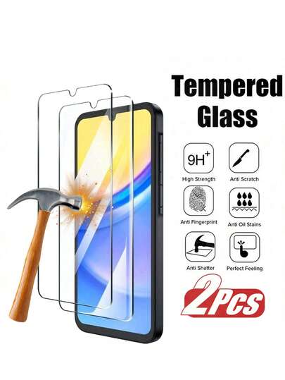 2pcs Phone Screen Protection Tempered Glass Film Compatible With Samsung Galaxy A15/A15 5G, A25 5G, A05s/A05, A14, A24, A34 5G, A54 5G, A14, A04e, A04/A04s, A13 5G, A23 5G, A03, A13, A14 5G, A16 Gift For Birthday, Family, Friends Phone Screen Protector, Phone Accessories Waterproof Shockproof Anti-Fall Anti-Fall Scratch Resistant Anti-Fingerprint Full Cover