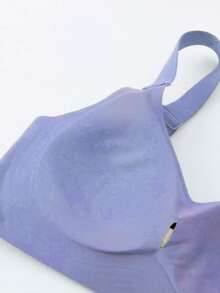Sujetador de soporte suave para mujer, unicolor, cómodo, minimalista, inalámbrico, ropa interior sin S - Azul - Ver 3
