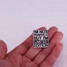 I Am Not Perfect But Brooch Enamel Pin Metal Brooch - Black - View 5