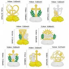 8pcs Baptism Honeycomb Centerpieces Party Decor Bless Cross Baptism Table Centerpieces For First Communion Birthday Party Decorations - Multicolor - View 3