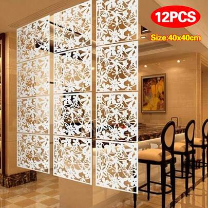 12PCS White Hanging Room Divider PVC Panels Partition Screen Wall Living Room 40cm