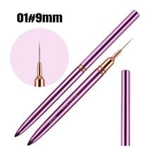 1pc Metal Handle French Stripe Liner Nylon Brush 3d Tips Manicure Ultra-Thin Line Drawing Pen Brushes Painting Nail Art Tools Christmas