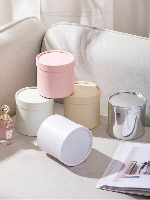 1 pièce Boîtes cylindriques colorées avec couvercles, boîtes à bijoux, boîtes de décoration florale, boîtes de souvenirs de mariage, convenant pour les mariages, les anniversaires, les fêtes, les boîtes-cadeaux pour femmes. Organisateur de rangement, essentiels de voyage, fournitures scolaires