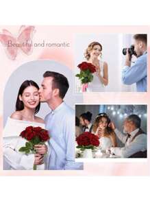 1 pièce/5 pièces/10 pièces/12 pièces Bouquet de fleurs de rose en soie artificielle avec longues tiges, décoration réaliste pour la maison, le mariage, la fête, la Saint-Valentin, l'anniversaire, les cadeaux de remise de diplôme, style bohème, grandes et petites roses, décoration d'atmosphère
