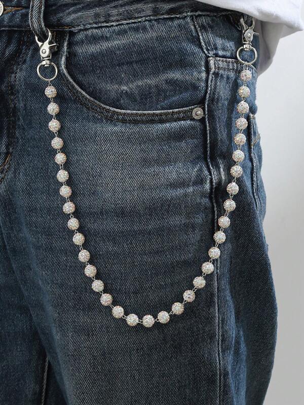 1pc Fashion Street Hip-Hop Clay Rhinestone Pant Chain, Suitable For Men And Women, Everyday Wear, Best Gift Accessory